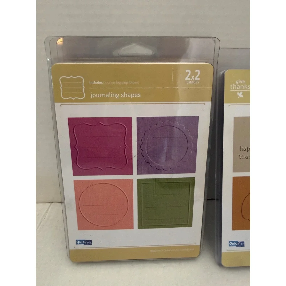 QuicKutz Embossing Folder Lot 2x2 A2 Stripes Shapes Thanksgiving Frame 6 Sets